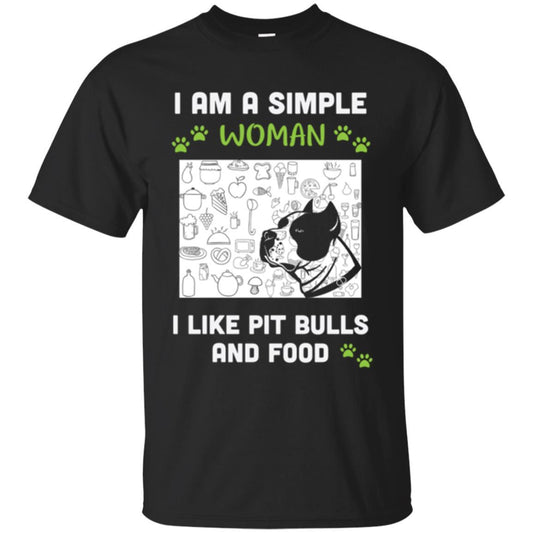 Pitbull Lover T-shirt I Am A Simple Woman I Like Pit Bulls Black