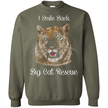 I Smile Back Big Cat Recuse Shirt Military Green