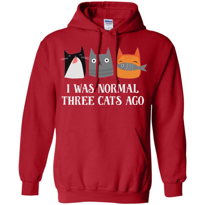 Cat Lovers T-shirt I Was Normal Three Cats Ago Funny Red
