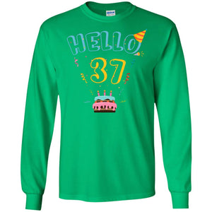 Hello 37 Thirty Seven 37th 1981s Birthday Gift  ShirtG240 Gildan LS Ultra Cotton T-Shirt