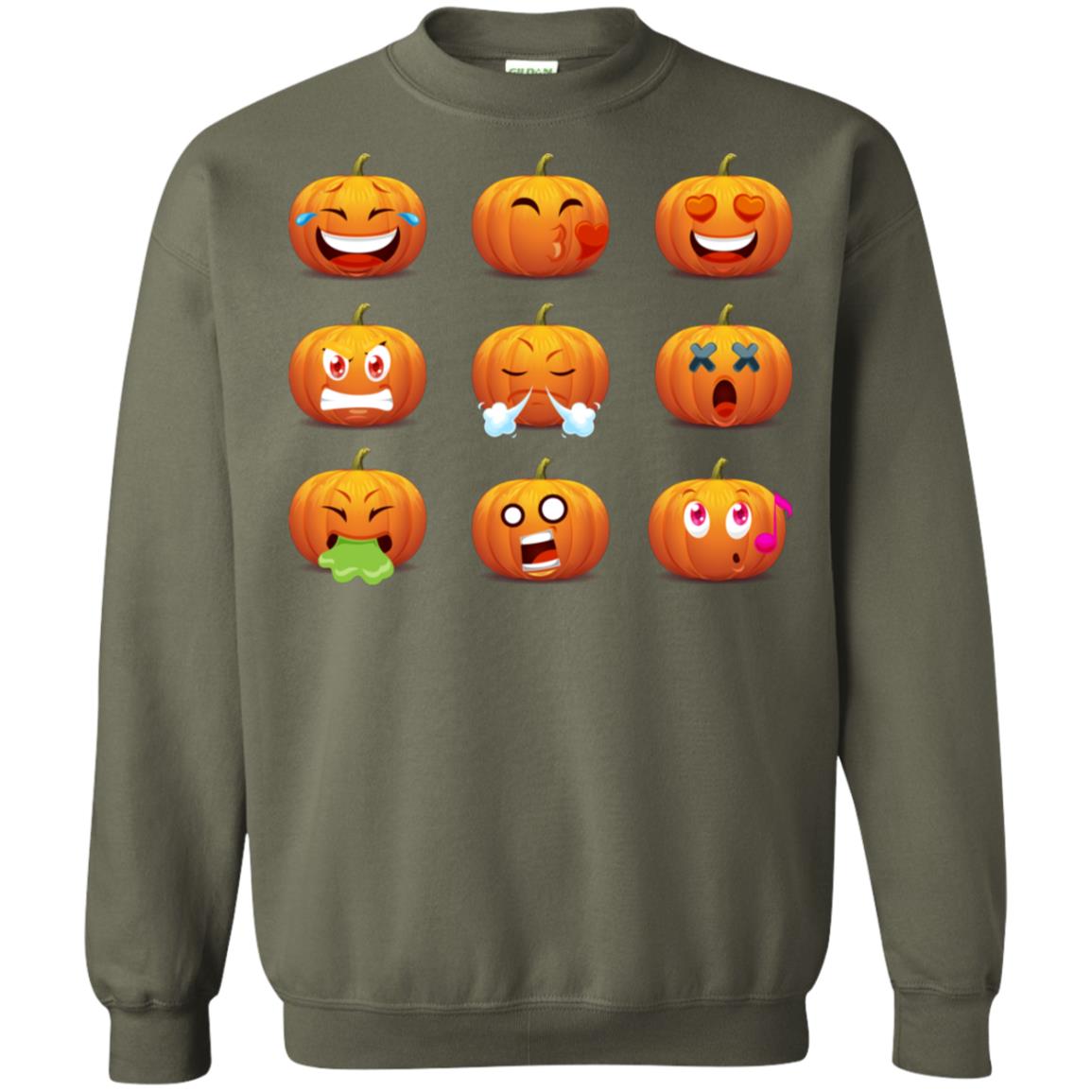 Funny Pumpkins Emoji Halloween Gift Shirt Military Green
