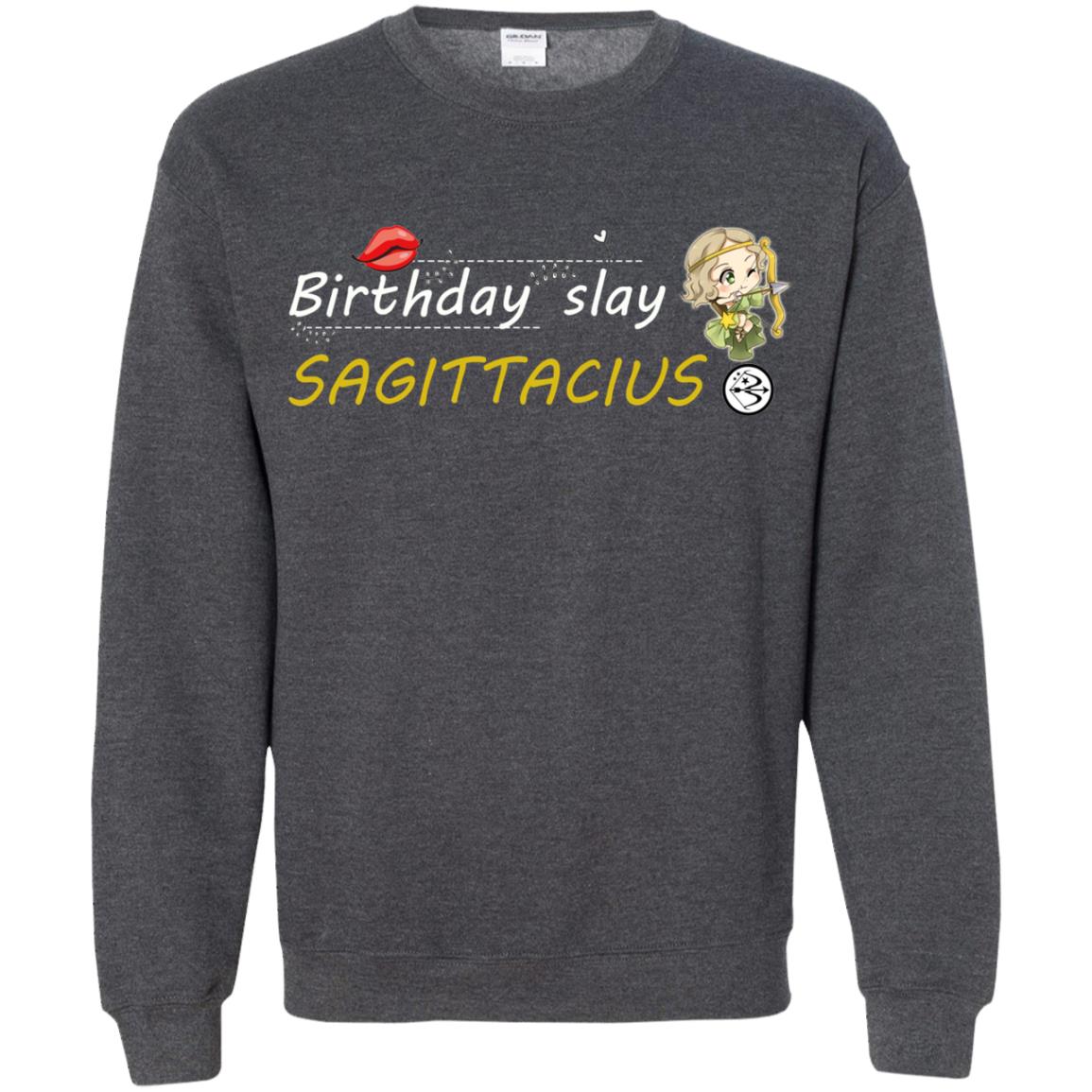 Cute Sagittarius Girl Birthday Lip Slay T-shirt Dark Heather