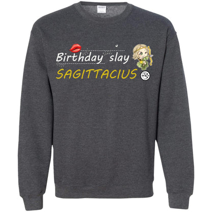 Cute Sagittarius Girl Birthday Lip Slay T-shirt Dark Heather