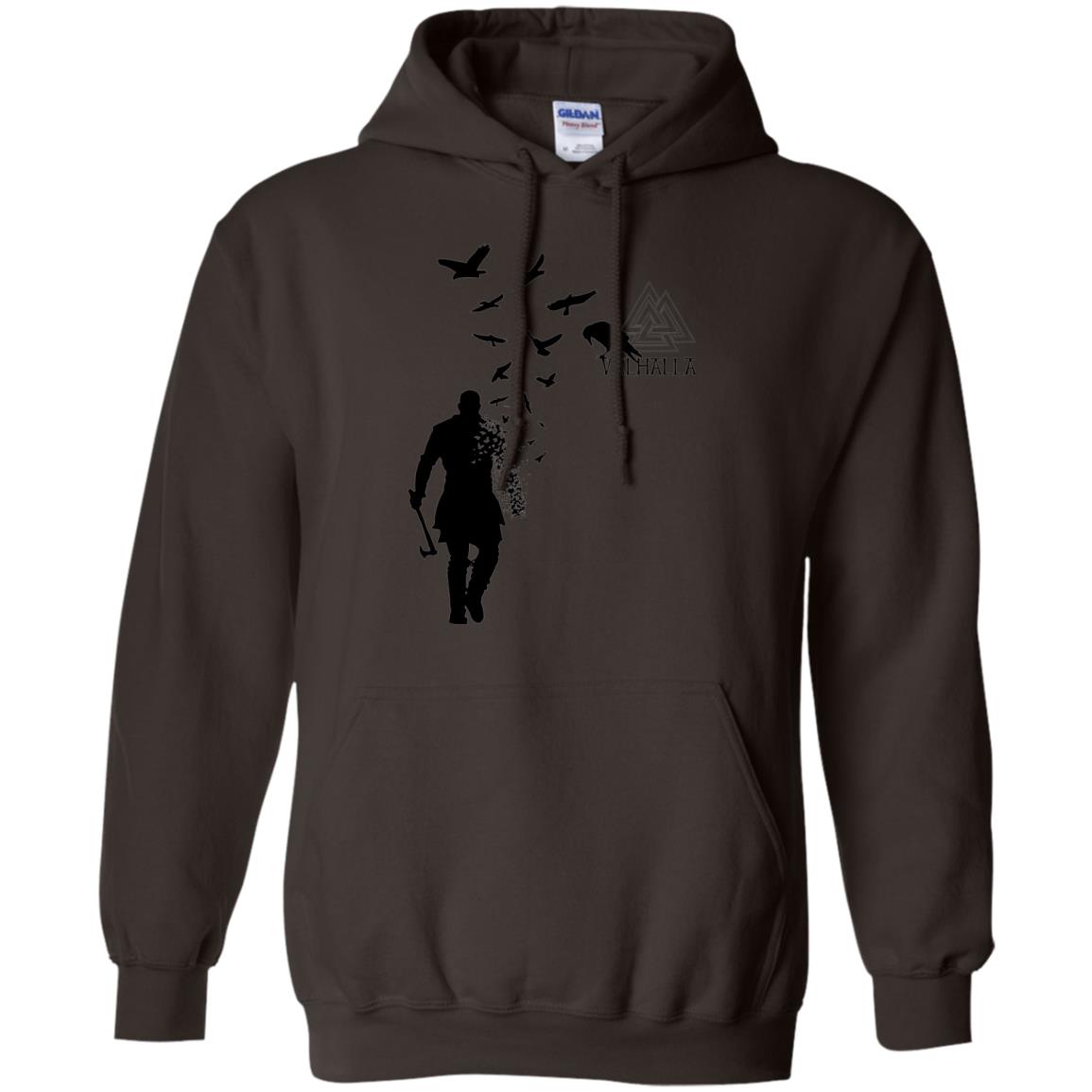 Vikings Axe Ragnar Lothbrok Flock Of Ravens Valhalla Symbol T-shirt Dark Chocolate