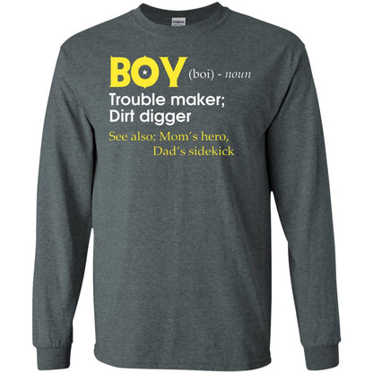 Boy Definition Trouble Maker Dirt Digger Shirt Dark Heather