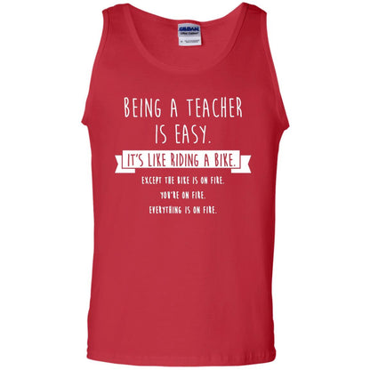 Being A Teacher Is Easy Funny Sarcastic T-shirt Red