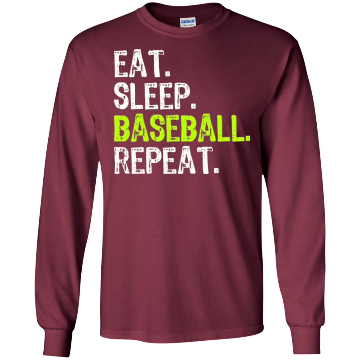 Baseball T-shirt Eat Sleep Baseball Repeat Maroon