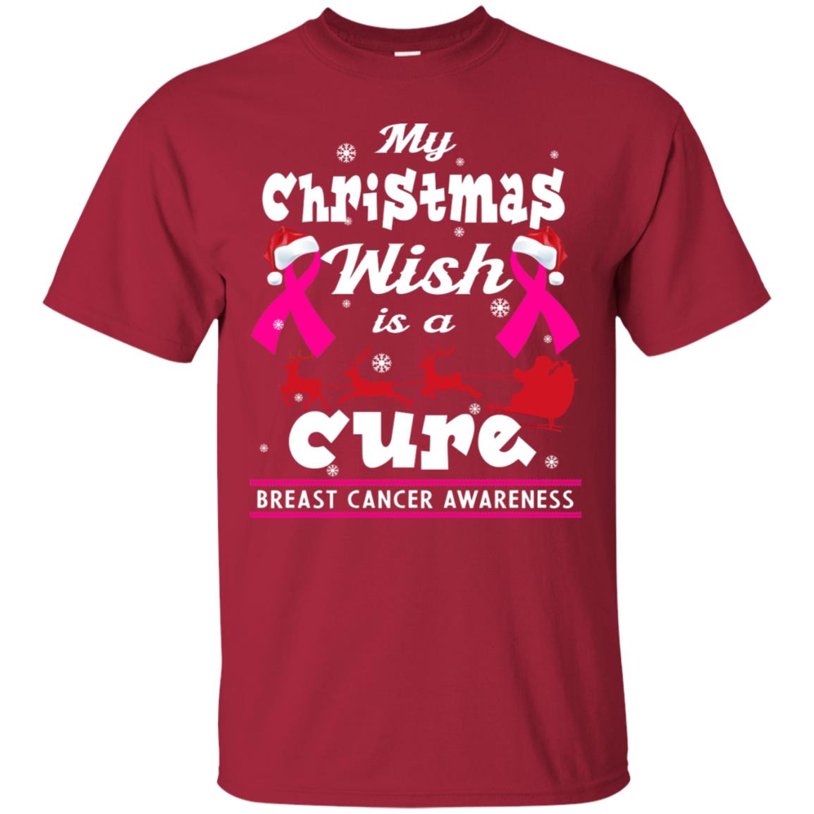 My Christmas Wish Is A Cure Breast Cancer Awareness X-mas Gift Shirt Cardinal