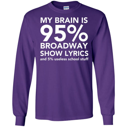 Musical T-shirt My Brain Is 95_ Broadway Show Lyrics And 5_ Useless School Stuff Purple