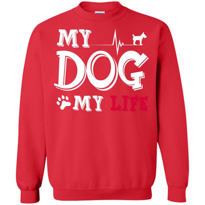 Dog Lovers T-shirt My Dog My Life Red