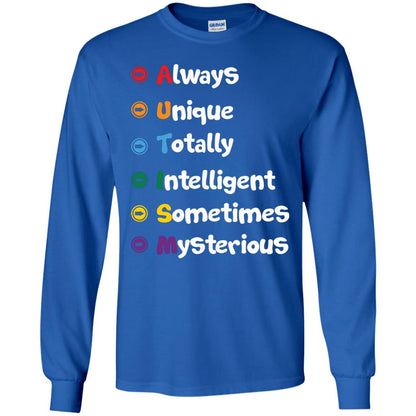 Always Unique Totally Intelligent Autism Awareness T-shirt Royal