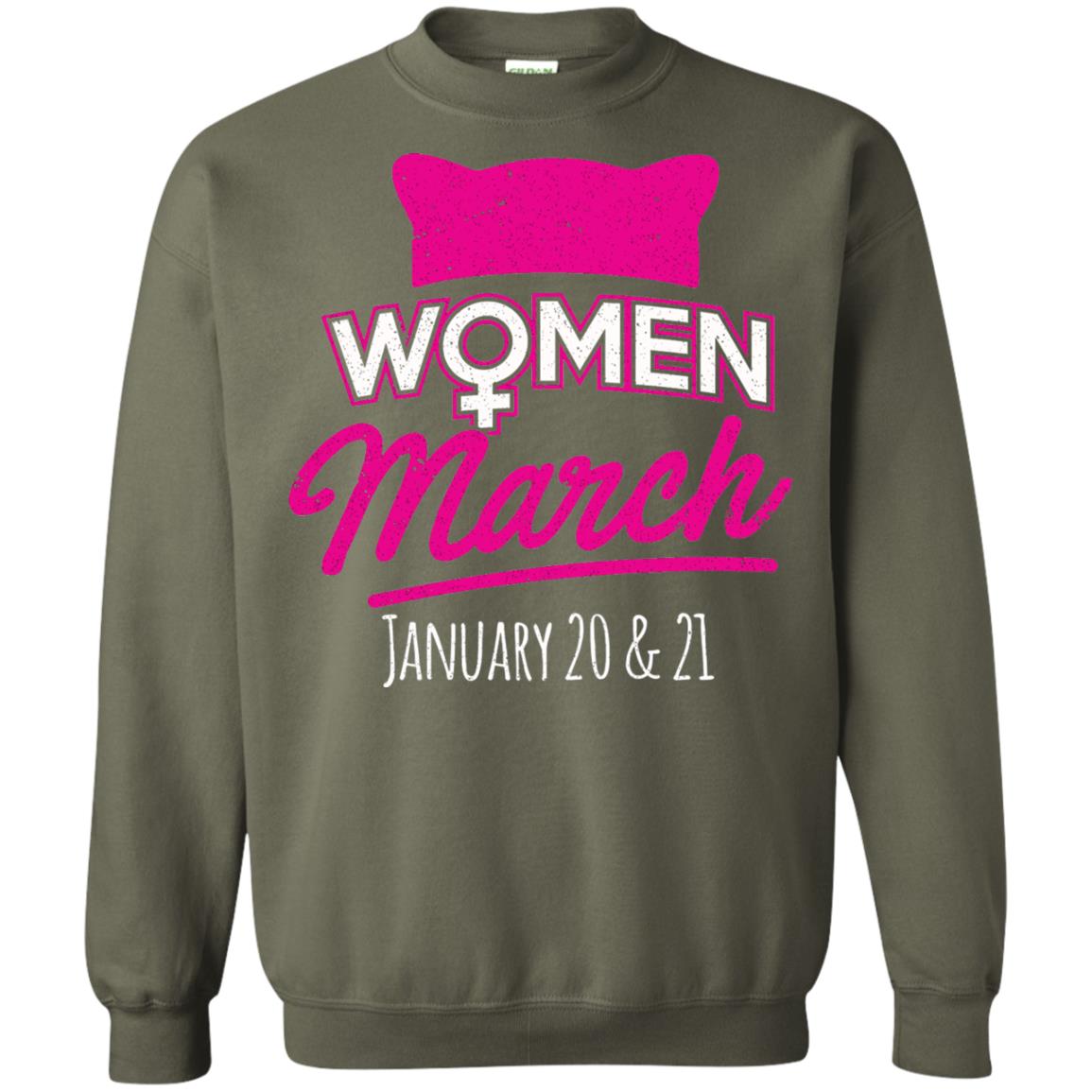 Women's Right T-shirt Women March January 2018 Pussycat Ears Hat Military Green