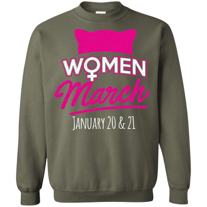 Women's Right T-shirt Women March January 2018 Pussycat Ears Hat Military Green