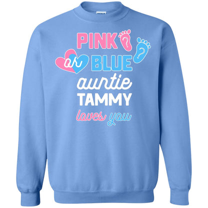 Gender Reveal Aunt Shirt Pink Or Blue Auntie Tammy Love You Carolina Blue