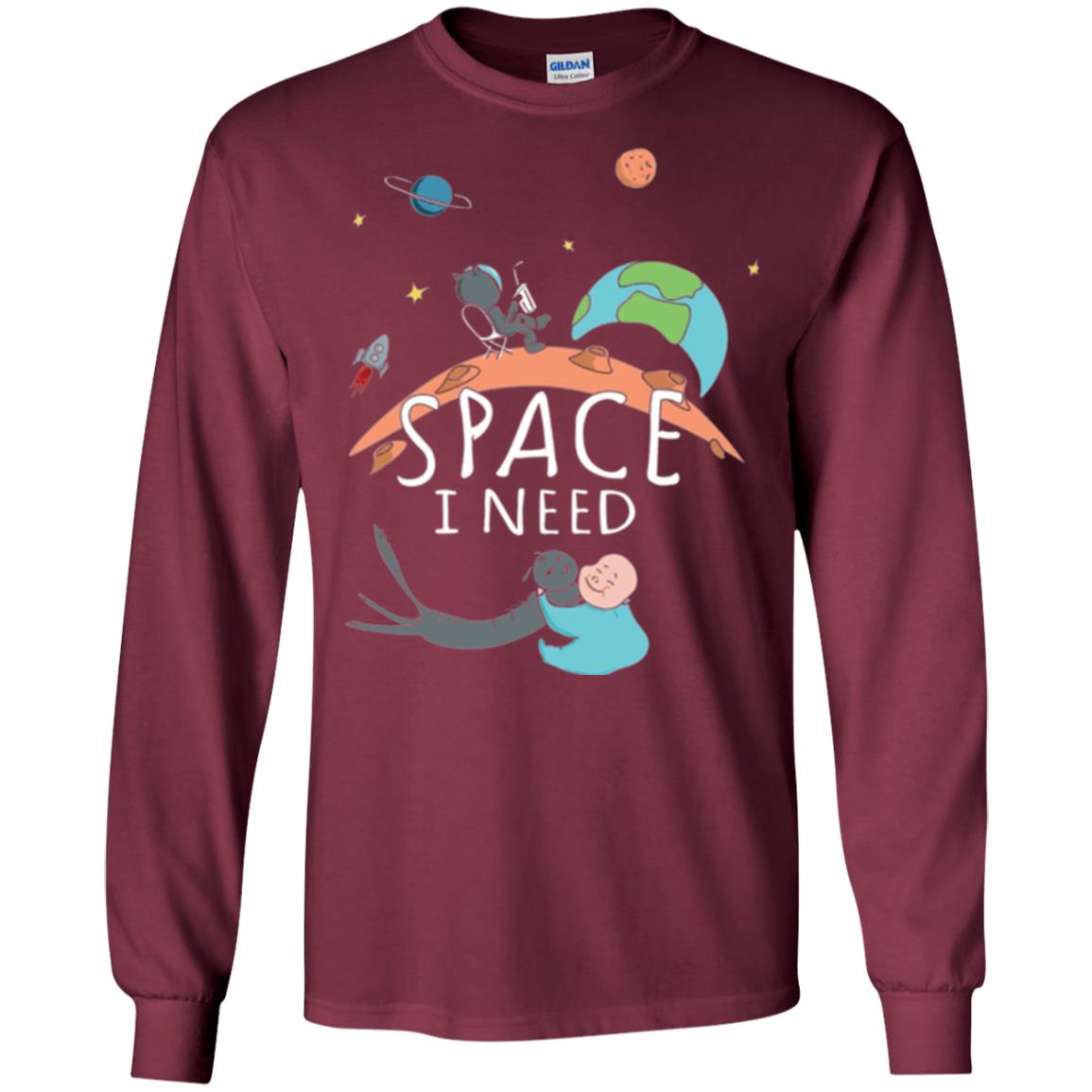 Funny Astronaut Universe Pun T-shirt I Need Space Maroon