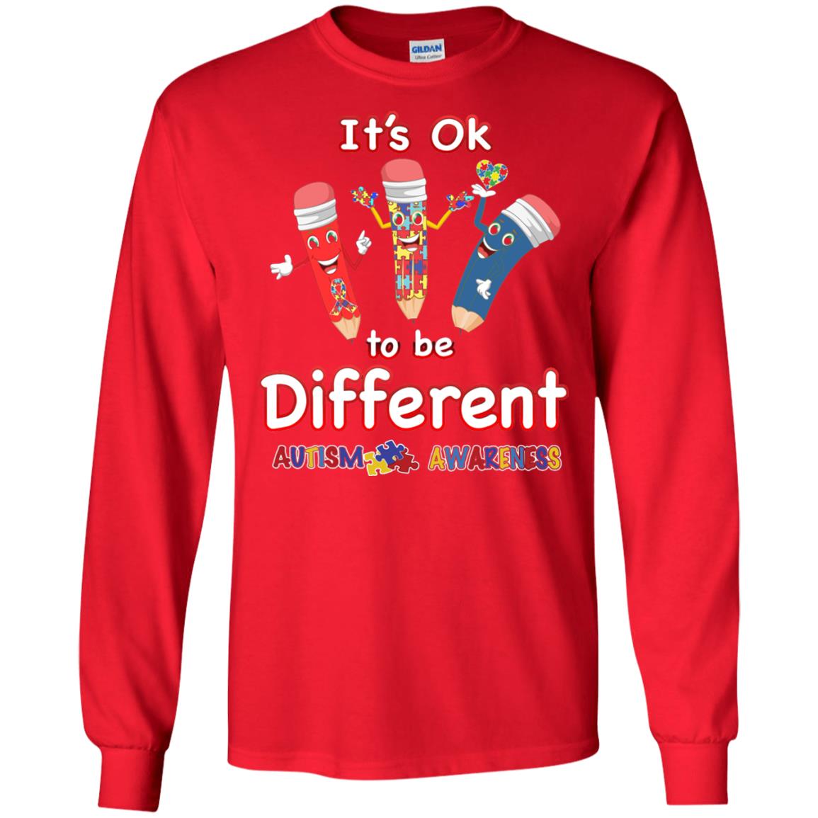 Its Ok To Be Different Autism Awareness T-shirt Red