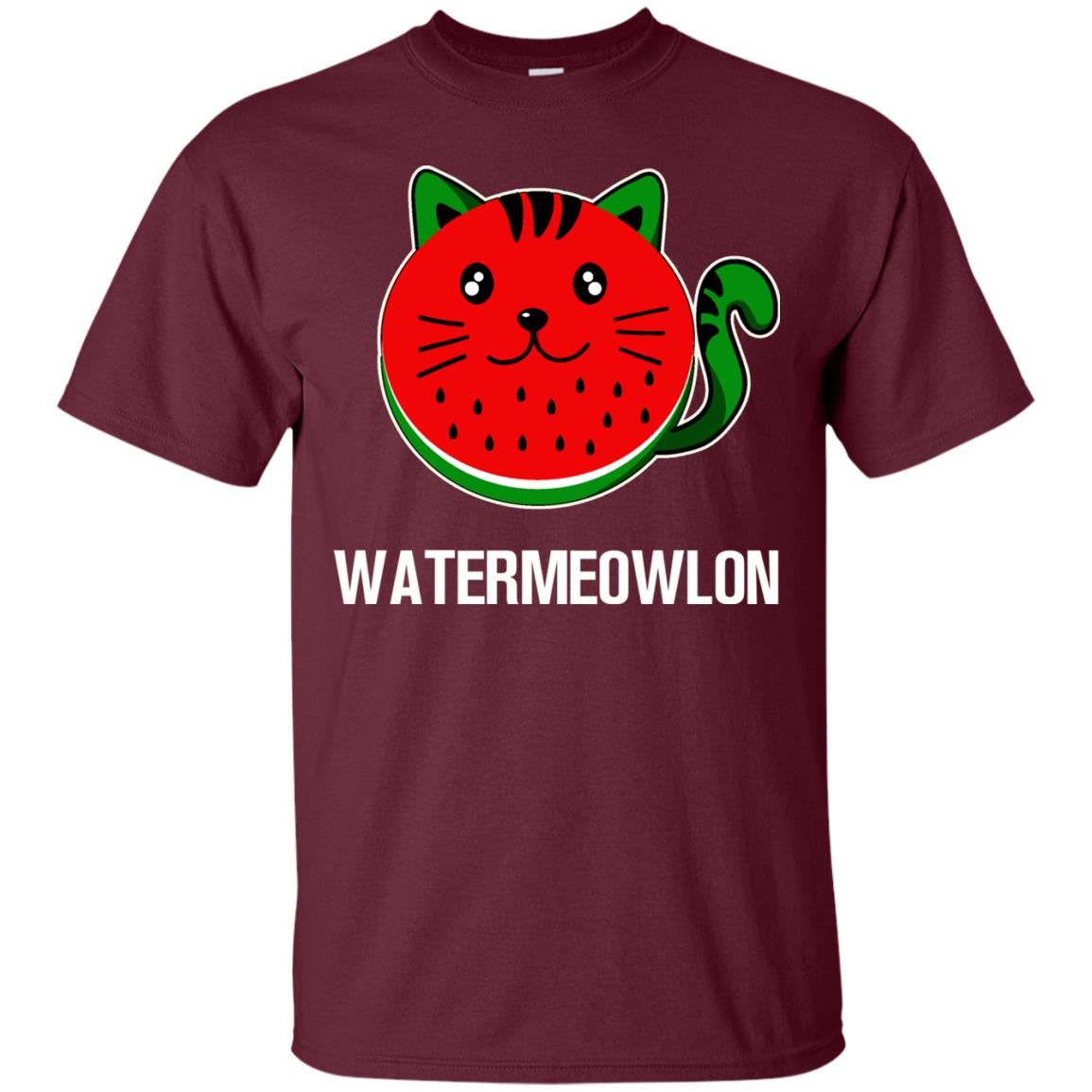 Watermeowlon Funny Summer Melon Fruit Shirt Maroon