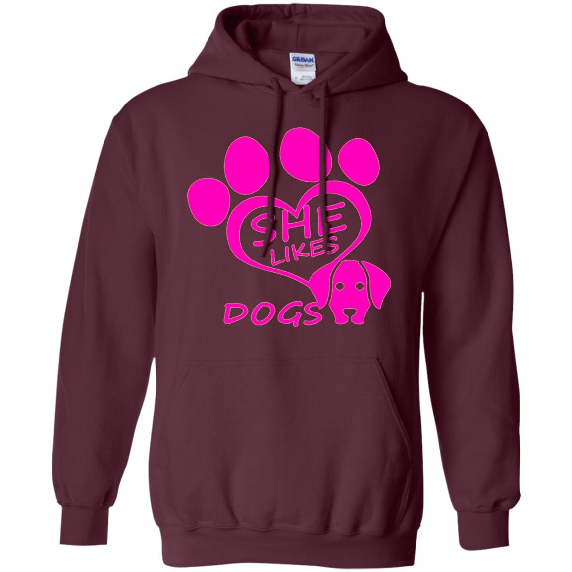 Dog Lovers Shirt She Likes Dogs Maroon