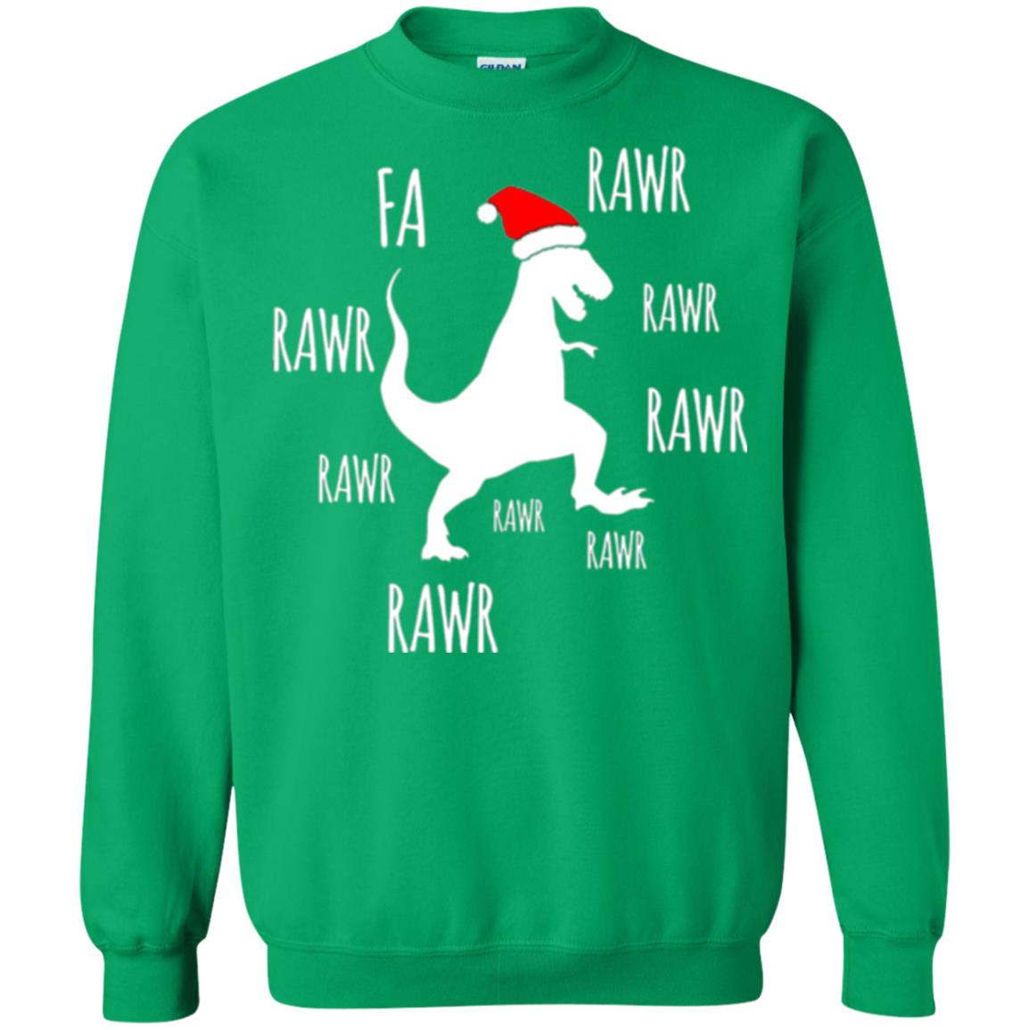 Christmas T-shirt Fa Rawr Rawr Funny T-rex Dinosaur Irish Green