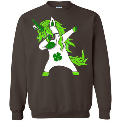Dabbing Unicorn St Patricks Day Lepricorn T-shirt Dark Chocolate