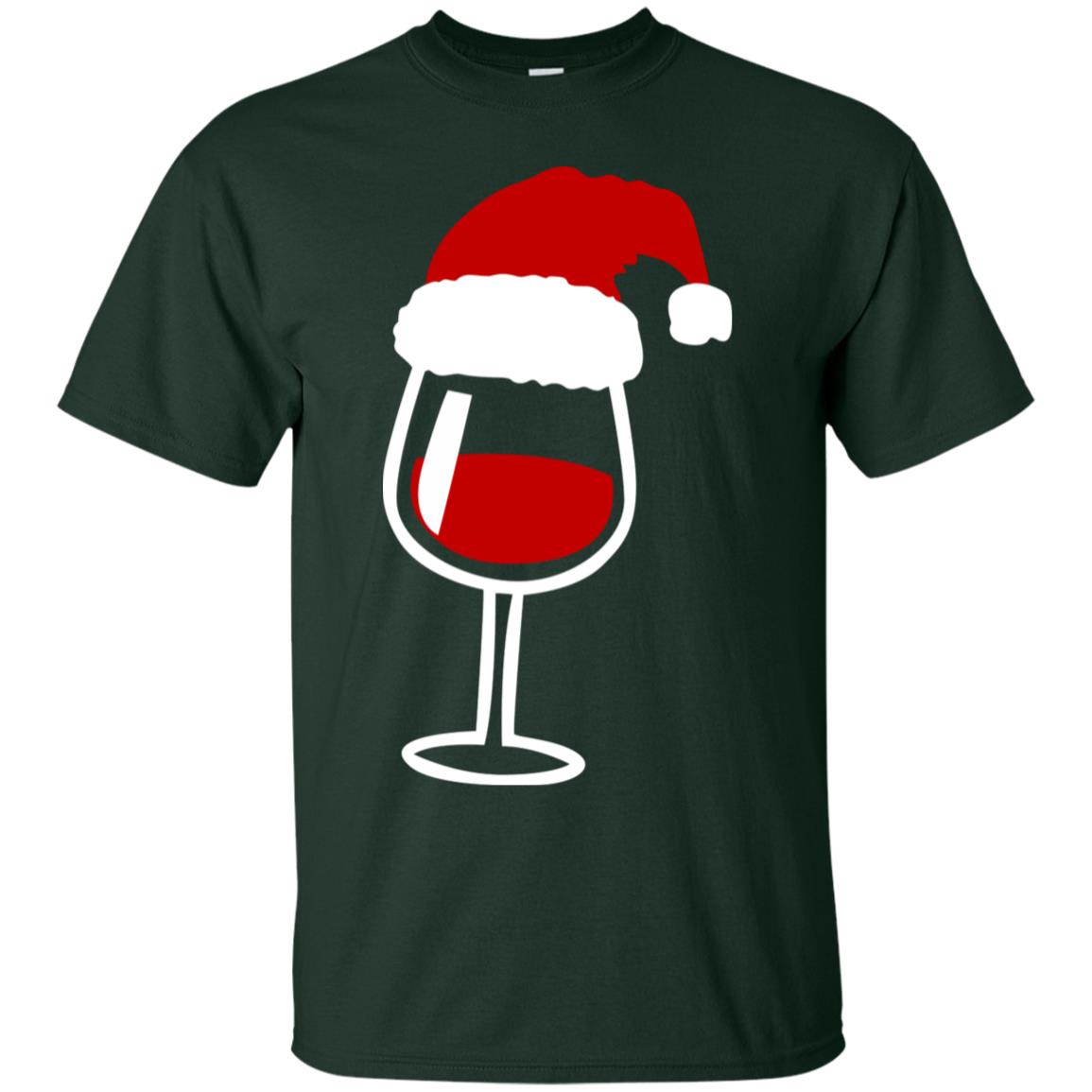 Twinkle Red Wine Glass Santa Hat X-mas Gift Shirt Forest