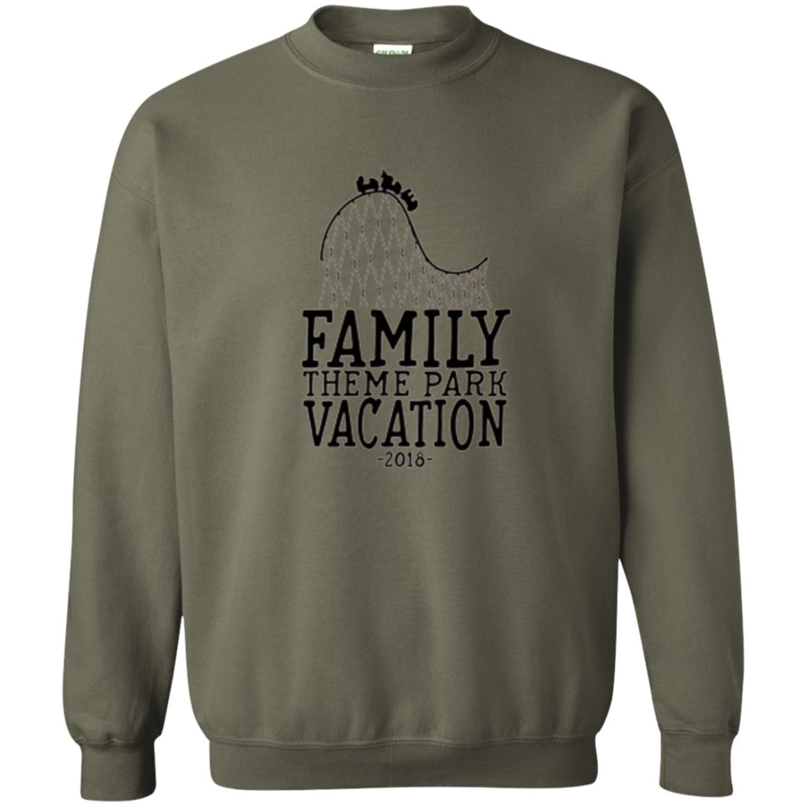 Family T-shirt Vacation 2018 Theme Park Roller Coaster Military Green