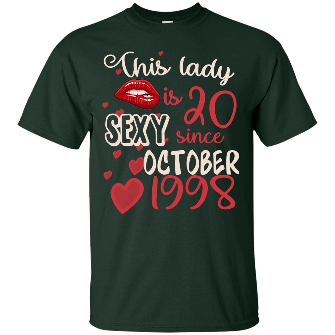 This Lady Is 20 Sexy Since October 1998 20th Birthday Shirt For October Womens Forest