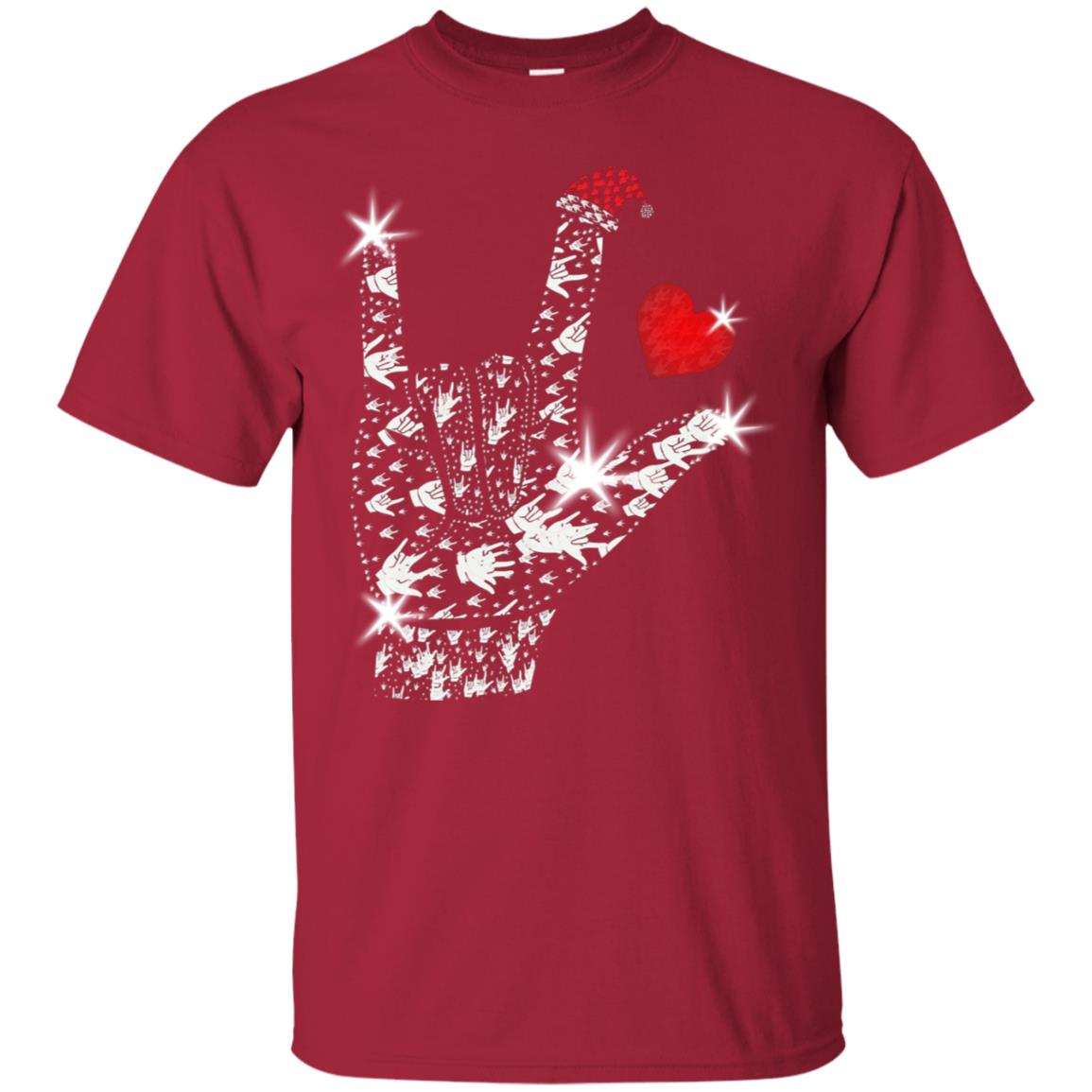 Rocknroll Sign Hand With Santa Claus Hat X-mas Shirt For Rock Music Lovers Cardinal