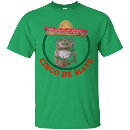 Cinco De Mayo Kitty Cat Funny Cute Meow Sombrero T-shirt Irish Green
