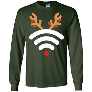 Wifi Signal Symbol Icon Reindeer X-mas Gift Shirt For Mens WomensG240 Gildan LS Ultra Cotton T-Shirt