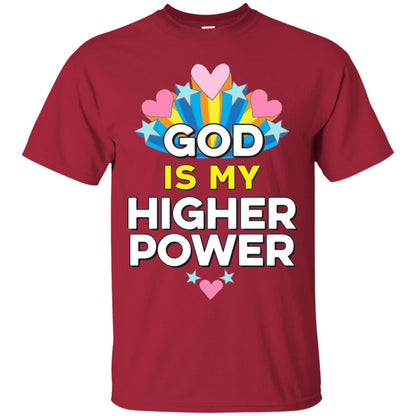Funny Christian T-shirt God Is My Higher Power Hearts Stars Cardinal