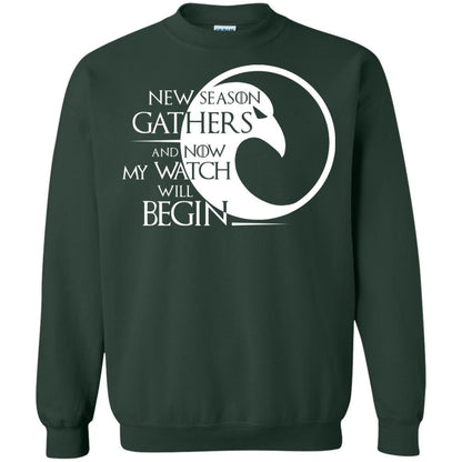 New Season Gathers And Now My Watch Will Begin Game Of Thrones Fan T-shirt Forest Green