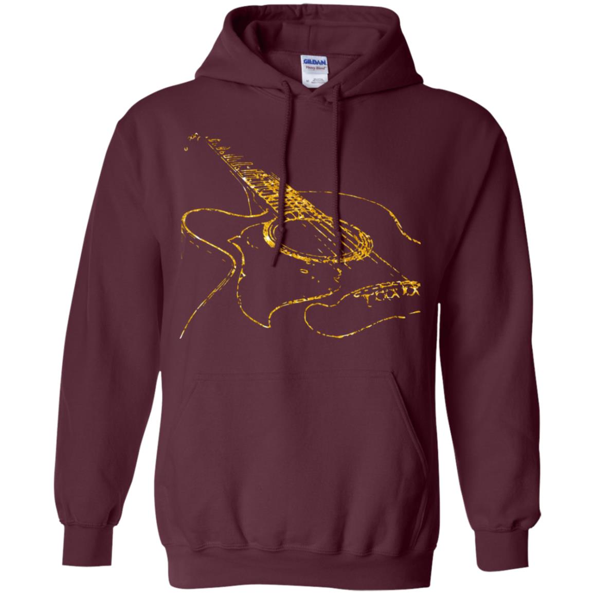 Guitar Gold Guitarist Gift Shirt For Mens Or Womens Maroon