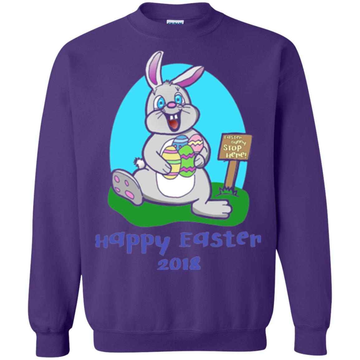 Easter Bunny Stop Here Funny Easter Day T-shirt Purple