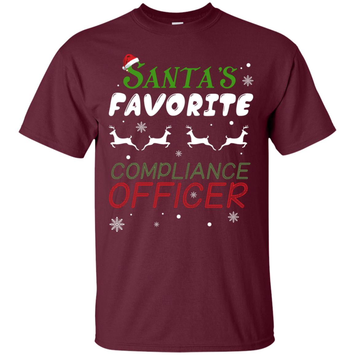 Santa's Favorite Compliance Officer X-mas Shirt Maroon
