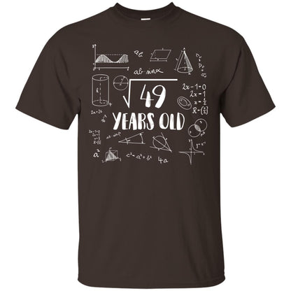 Square Root Of 49 7th Birthday 7 Years Old Math T-shirt Dark Chocolate