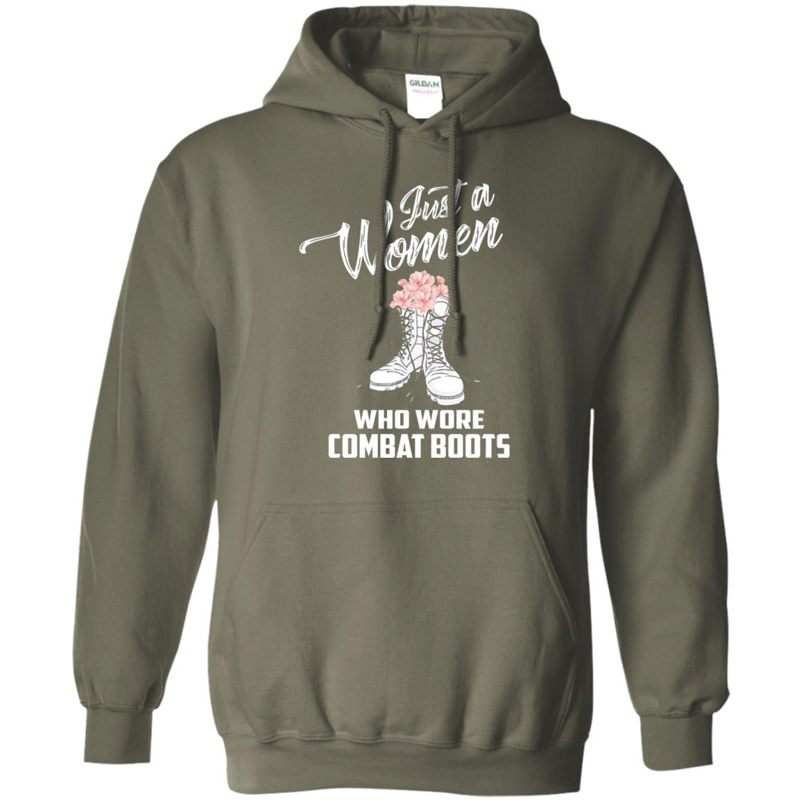 Just A Woman Who Wore Combat Boots Female Veteran T-shirt Military Green