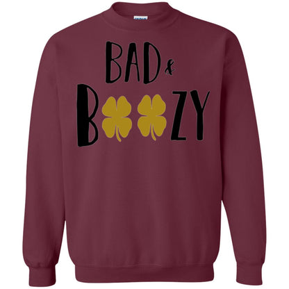 Bad And Boozy Funny Saint Patrick Day Drinking T-shirt Maroon
