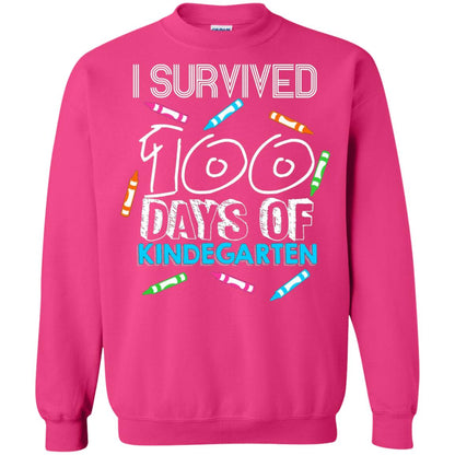 Teacher Kid T-shirt I Survived 100 Days Of Kindergarten Heliconia
