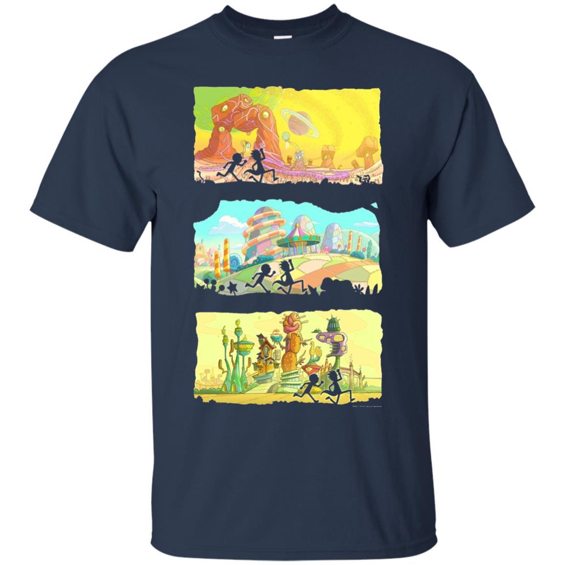 Movie T-Shirt Running Silhouettes On Alien Land Navy