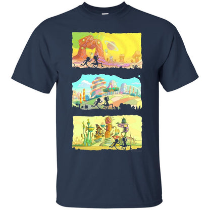 Movie T-Shirt Running Silhouettes On Alien Land Navy