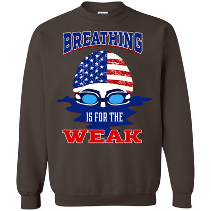 Breathing Is For The Weak Swimmer Gift Shirt Dark Chocolate