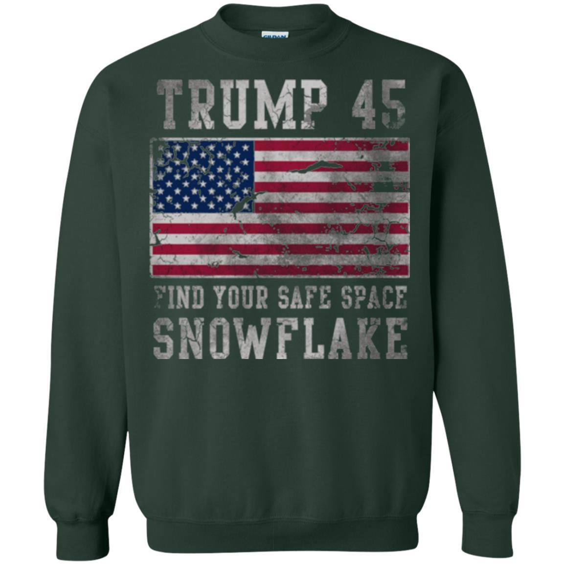 Trump 45 Find Your Safe Space Snowflake T-shirt Forest Green