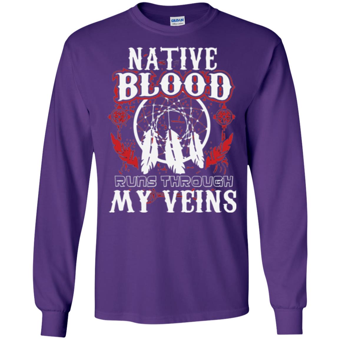 American T-shirt Native Blood Runs Through My Veins Purple