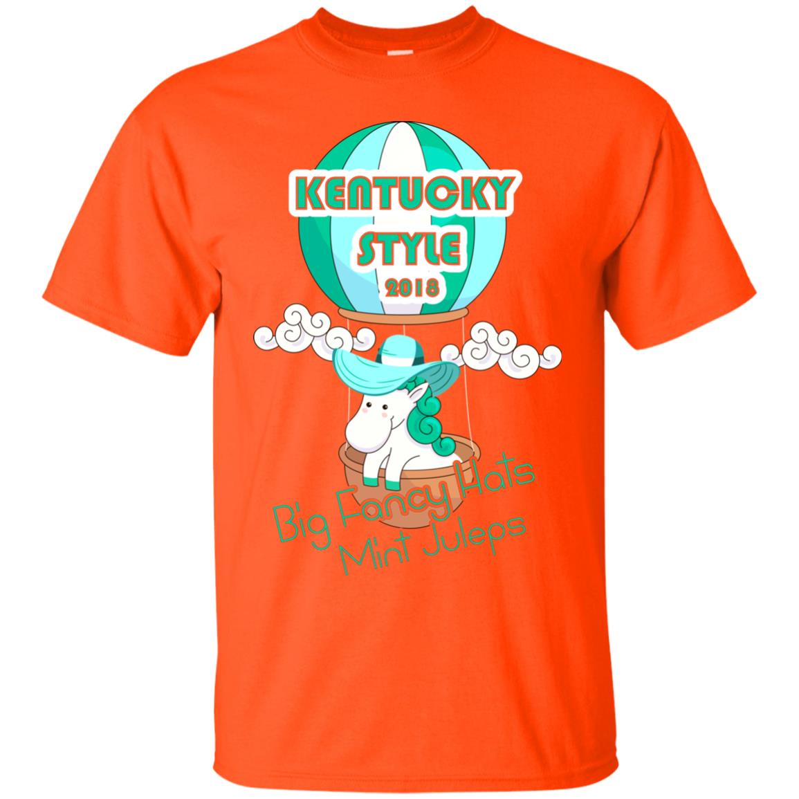Kentucky Style 2018 Big Fancy Hats Mint Juleps Horse Racing Shirt Orange