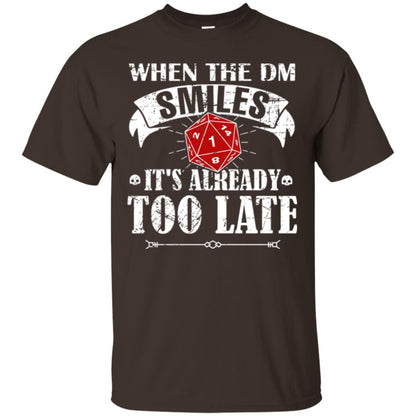 When Dungeon Smiles It's Ready Too Late D20 Tabletop Rpg T-shirt Dark Chocolate