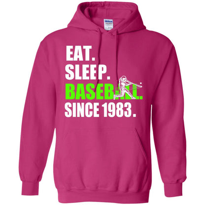 Eat Sleep Baseball Since 1983 35th Birthday Shirt Heliconia