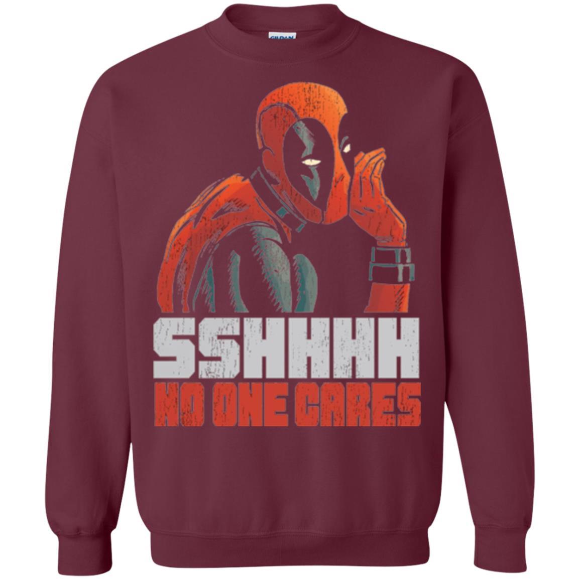 Marvel Deadpool T-shirt Sshhhh No One Cares Whisper Graphic Maroon