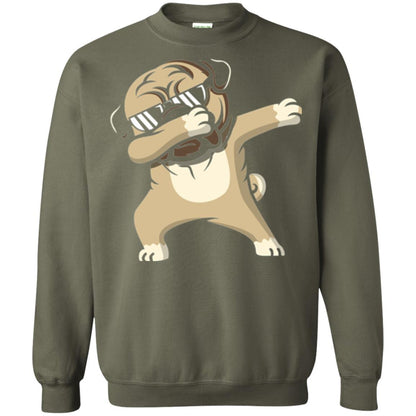 Dog Lover T-shirt Dabbing Pug T-shirt Military Green