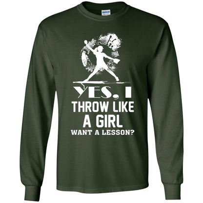 Yes, I Throw Like A Girl Want A Lesson Basebal T-shirt Forest Green